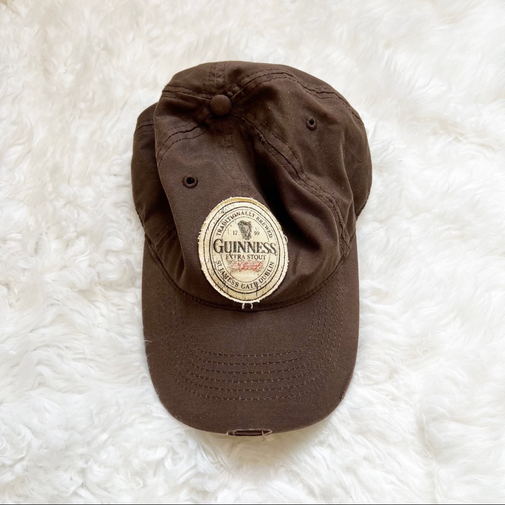 GUINNESS brown hat ball cap distressed adjustable - Picture 1 of 6